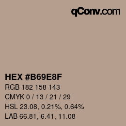 颜色代码: HEX #B69E8F | qconv.com