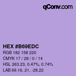 Farbcode: HEX #B69EDC | qconv.com
