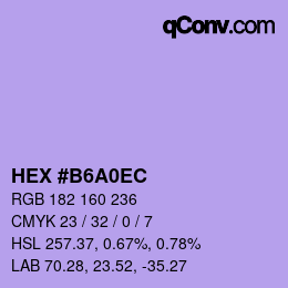 颜色代码: HEX #B6A0EC | qconv.com