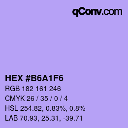 Color code: HEX #B6A1F6 | qconv.com