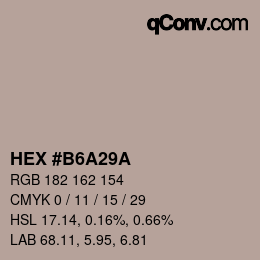 Farbcode: HEX #B6A29A | qconv.com