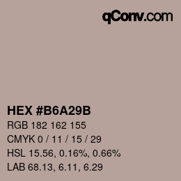 Farbcode: HEX #B6A29B | qconv.com