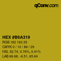 颜色代码: HEX #B6A319 | qconv.com