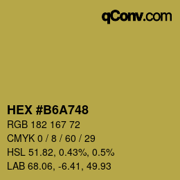 Color code: HEX #B6A748 | qconv.com