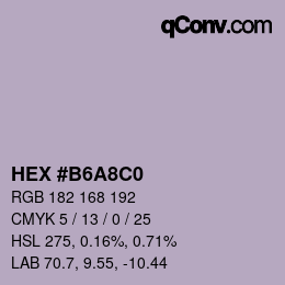 カラーコード: HEX #B6A8C0 | qconv.com