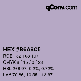 颜色代码: HEX #B6A8C5 | qconv.com