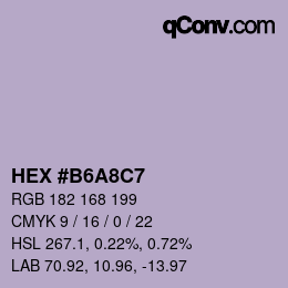 カラーコード: HEX #B6A8C7 | qconv.com