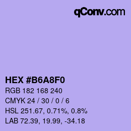 颜色代码: HEX #B6A8F0 | qconv.com