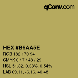 カラーコード: HEX #B6AA5E | qconv.com