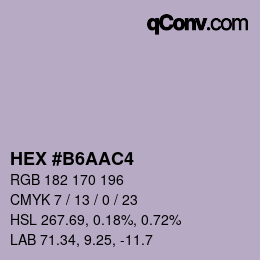 颜色代码: HEX #B6AAC4 | qconv.com