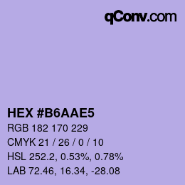 Color code: HEX #B6AAE5 | qconv.com