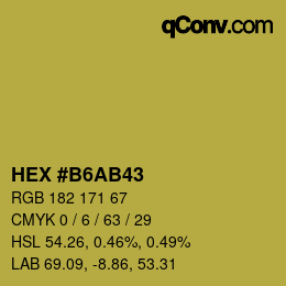 颜色代码: HEX #B6AB43 | qconv.com