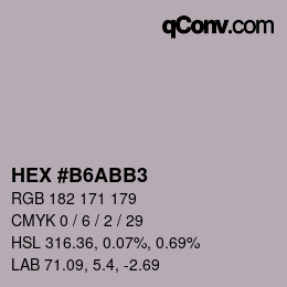 颜色代码: HEX #B6ABB3 | qconv.com