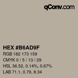 カラーコード: HEX #B6AD9F | qconv.com