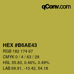 カラーコード: HEX #B6AE43 | qconv.com