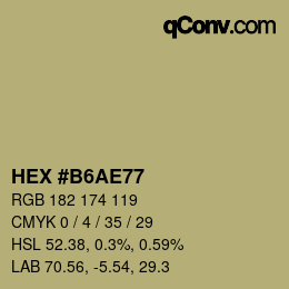 Código de color: HEX #B6AE77 | qconv.com