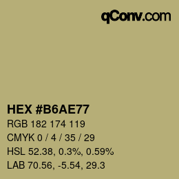 Código de color: HEX #B6AE77 | qconv.com