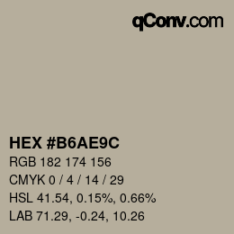 Color code: HEX #B6AE9C | qconv.com