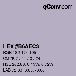 Farbcode: HEX #B6AEC3 | qconv.com