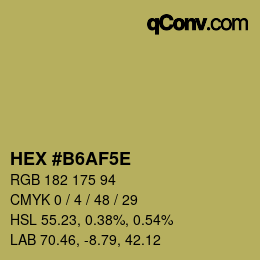 Code couleur: HEX #B6AF5E | qconv.com