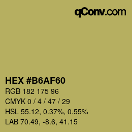 Color code: HEX #B6AF60 | qconv.com