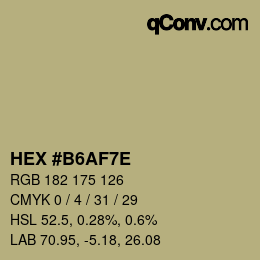 Color code: HEX #B6AF7E | qconv.com