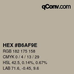 Farbcode: HEX #B6AF9E | qconv.com