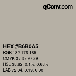 Farbcode: HEX #B6B0A5 | qconv.com