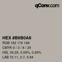 Color code: HEX #B6B0A8 | qconv.com