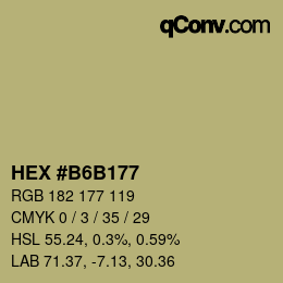 颜色代码: HEX #B6B177 | qconv.com