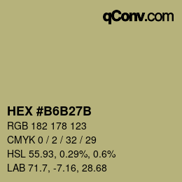 Color code: HEX #B6B27B | qconv.com