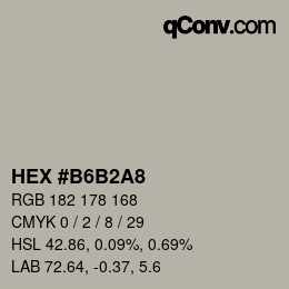 Color code: HEX #B6B2A8 | qconv.com