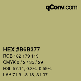 颜色代码: HEX #B6B377 | qconv.com