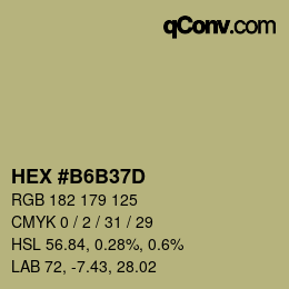 Color code: HEX #B6B37D | qconv.com