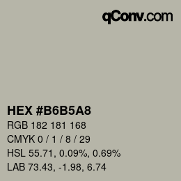 カラーコード: HEX #B6B5A8 | qconv.com