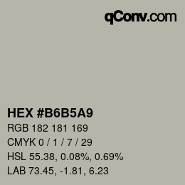 Color code: HEX #B6B5A9 | qconv.com