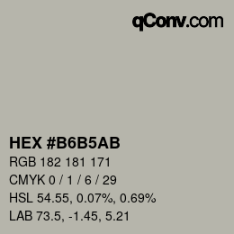 カラーコード: HEX #B6B5AB | qconv.com