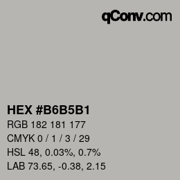 Farbcode: HEX #B6B5B1 | qconv.com