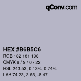 颜色代码: HEX #B6B5C6 | qconv.com
