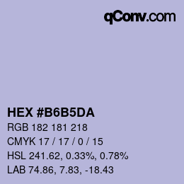 颜色代码: HEX #B6B5DA | qconv.com