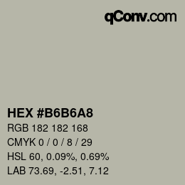 Color code: HEX #B6B6A8 | qconv.com