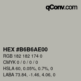 Color code: HEX #B6B6AE00 | qconv.com