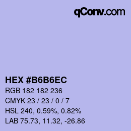 Color code: HEX #B6B6EC | qconv.com