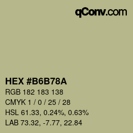 Farbcode: HEX #B6B78A | qconv.com