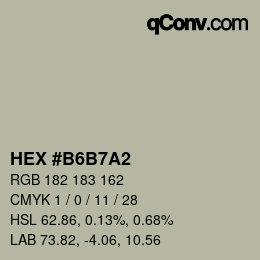 颜色代码: HEX #B6B7A2 | qconv.com