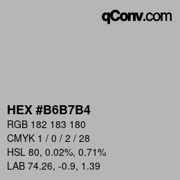 カラーコード: HEX #B6B7B4 | qconv.com