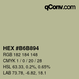 Farbcode: HEX #B6B894 | qconv.com