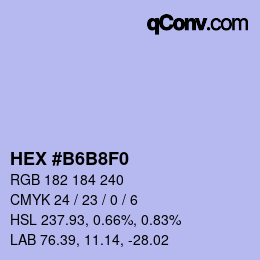 カラーコード: HEX #B6B8F0 | qconv.com
