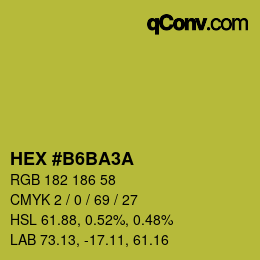 カラーコード: HEX #B6BA3A | qconv.com