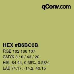 Color code: HEX #B6BC6B | qconv.com